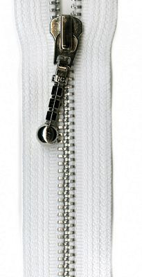 Silver 22" Separating Zipper --  White