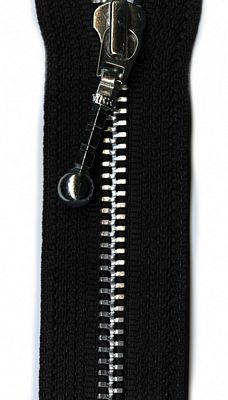 Silver 22" Separating Zipper --  Black