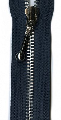 Silver 22" Separating Zipper --  Navy