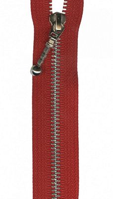 Silver 26" Separating Zipper --  Red