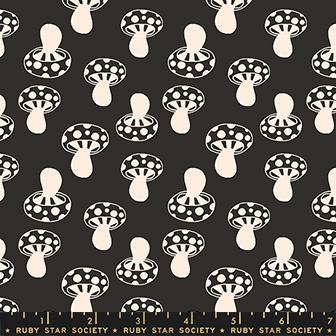 Mushrooms in Soft Black -- Honey by Alexia Abegg for Ruby Star Society -- Moda Fabric