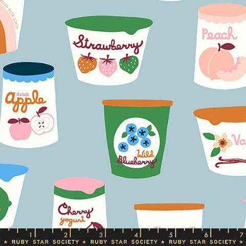 Yogurt Cups in Kim Blue -- Strawberry Friends by Kim Kight for Ruby Star Society -- Moda Fabric