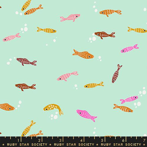 Fishies in Mint -- Koi Pond by Rashida Coleman-Hale for Ruby Star Society -- Moda Fabric