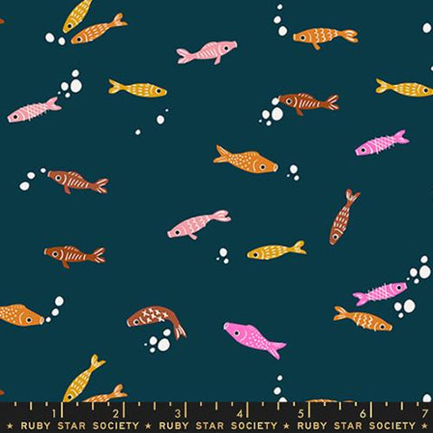 Fishies in Peacock -- Koi Pond by Rashida Coleman-Hale for Ruby Star Society -- Moda Fabric
