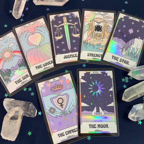 Tarot Card Sticker Lovers Moon Sun Justice Strength Empress