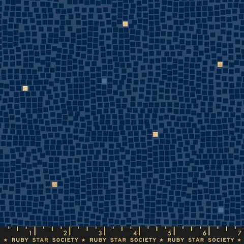Pixel Basic in Metallic Navy -- Jolly Basics Ruby Star Society Collaborative -- Moda Fabric