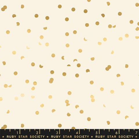 Hole Punch Dot in Metallic Gold -- Jolly Basics Ruby Star Society Collaborative -- Moda Fabric