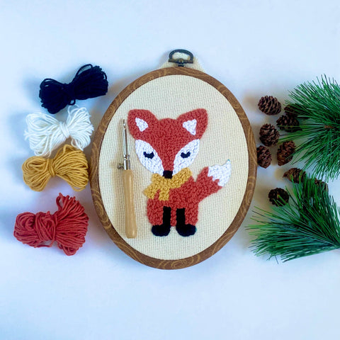 DIY Winter Fox Punch Needle Embroidery Kit