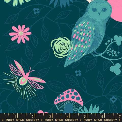 Nature Forest in Teal -- Firefly by Sarah Watts for Ruby Star Society -- Moda Fabric