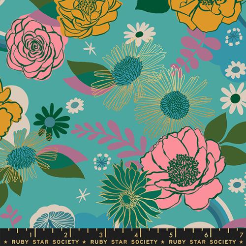 Meander Floral in Metallic Succulent --- Reverie by Melody Miller for Ruby Star Society -- Moda Fabric