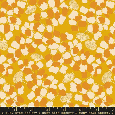 Spotted Modern Leaves in Goldenrod --- Reverie by Melody Miller for Ruby Star Society -- Moda Fabric