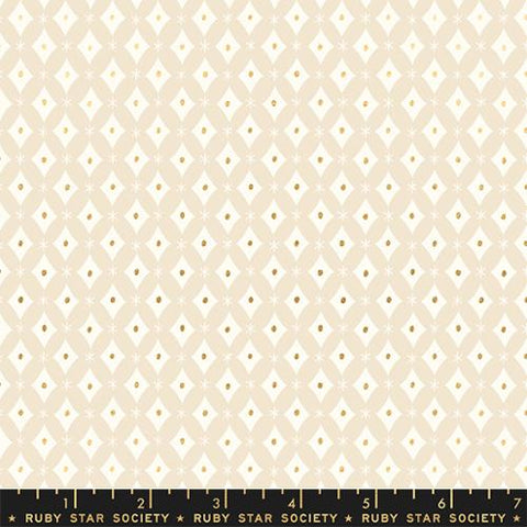 Diamond Lattice in Metallic Natural --- Reverie by Melody Miller for Ruby Star Society -- Moda Fabric
