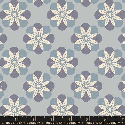 Cherry Blossom Mandala in Steel --- Floradora by Jen Hewett for Ruby Star Society -- Moda Fabric