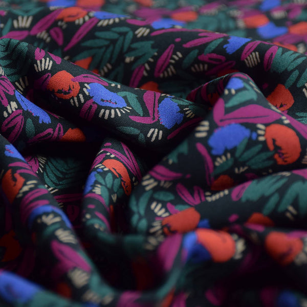 Dark Flower Jungle Fabric