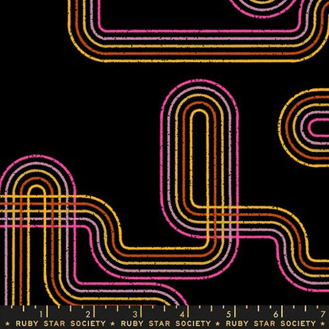 Labyrinth in Soft Black RAYON ---  Linear by Rashida Coleman-Hale for Ruby Star Society -- Moda Fabric