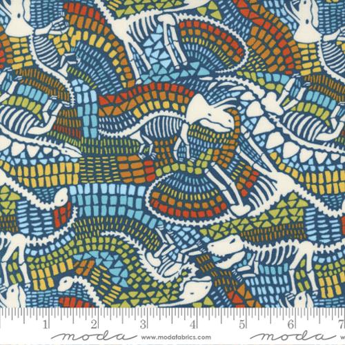 Fossils in Teal -- Stomp Stomp Roar Roat by Stacy Iest Hsu --- Moda Fabric