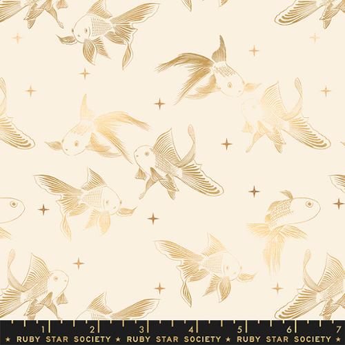 Goldfish in Metallic Natural ---  Curio by Melody Miller for Ruby Star Society -- Moda Fabric