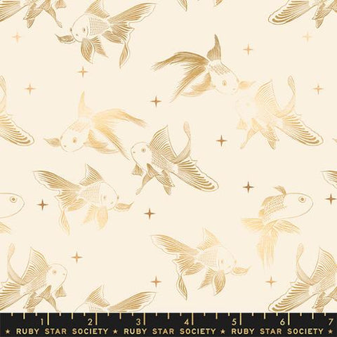 Goldfish in Metallic Natural ---  Curio by Melody Miller for Ruby Star Society -- Moda Fabric