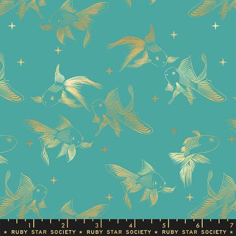 Goldfish in Metallic Succulent ---  Curio by Melody Miller for Ruby Star Society -- Moda Fabric