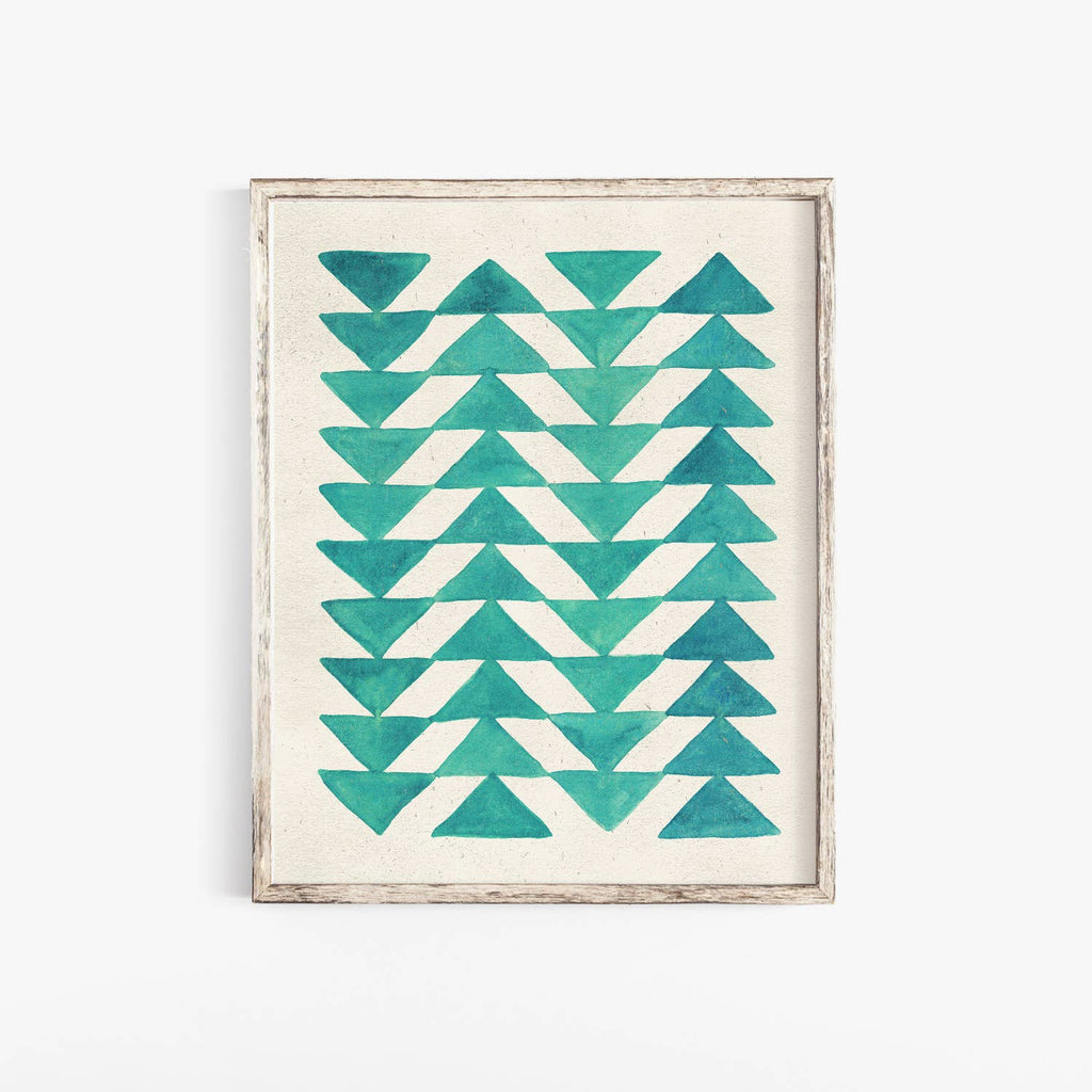 Triangle Arrow Quilt Wall Art Print - Turquoise