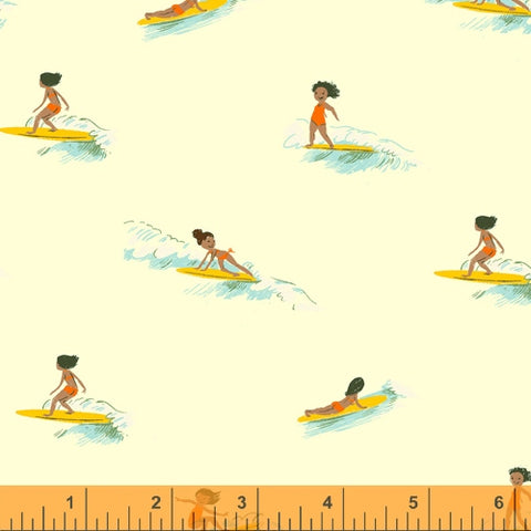 Tiny Surfers in Cream -- Malibu by Heather Ross --- Windham Fabrics