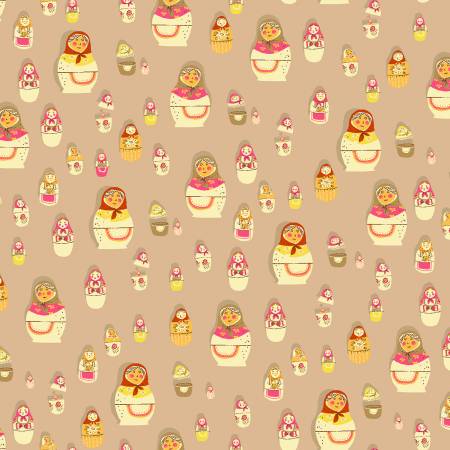 WEST HILL MATRYOSHKA DOLLS in TAN  -- Heather Ross --- Windham Fabrics