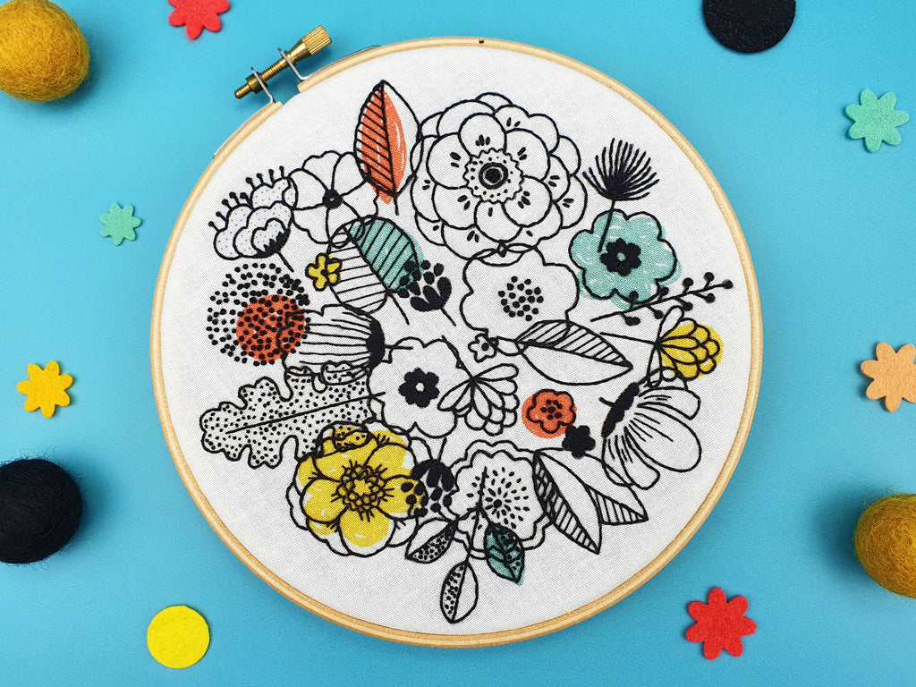 Floral Shadows Handmade Embroidery Kit Hoop Art
