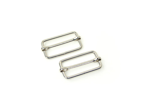 Two Slider Buckles 1 1/2" -- Nickel