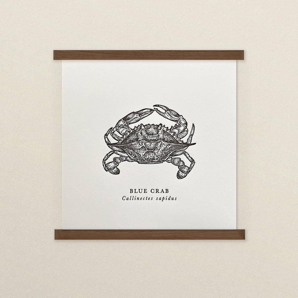 Blue Crab Letterpress Print