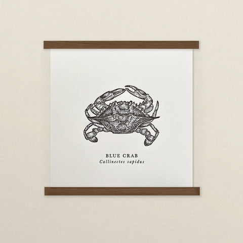 Blue Crab Letterpress Print