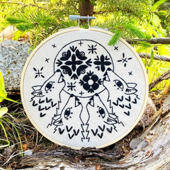 NEW! Folk Wolves Embroidery Kit - Black