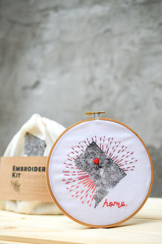 DC Has My Heart Beginners Embroidery Kit -- The Other Cat Embroidery
