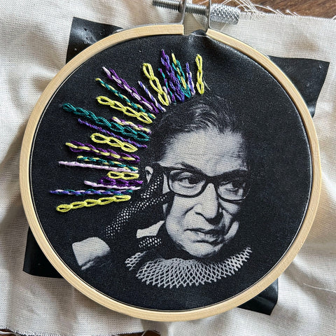 Women In Power | Ruth Bader Ginsburg | Supreme Court | Embroidery Kit -- The Other Cat Embroidery