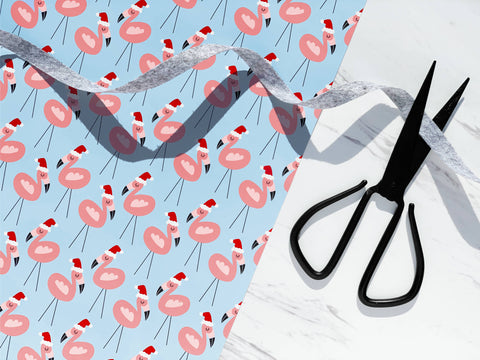 Christmas Flamingos Wrapping Paper Sheet