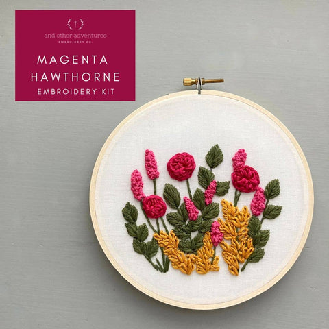 Hand Embroidery KIT - Hawthorne in Magenta