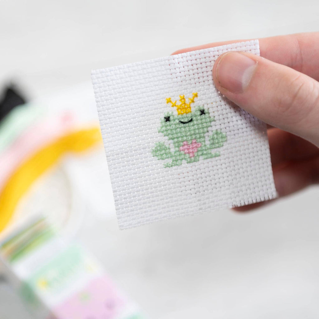 Kawaii Frog Prince Mini Cross Stitch Kit – Three Little Birds Sewing Co.