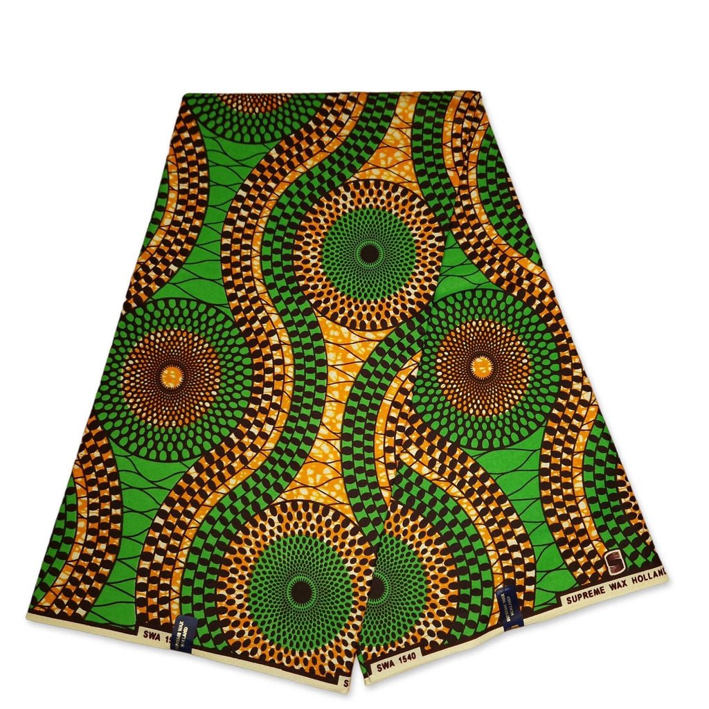 African Wax print fabric - Green dotted patterns