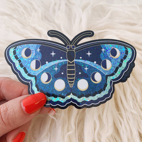 Lunar Butterfly Sticker - Glitter Holographic!