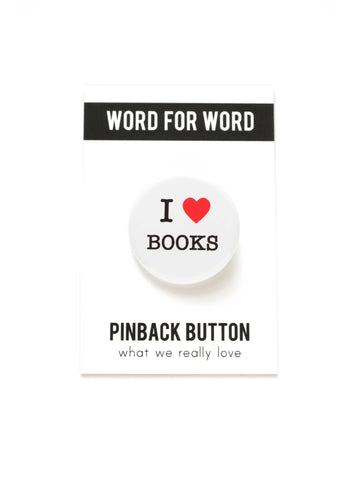 I HEART BOOKS pinback button