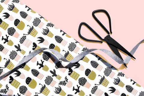 Mustard + Blush Succulents Wrapping Paper Sheet