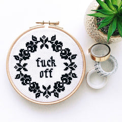 Fuck Off Floral Modern Cross Stitch Kit