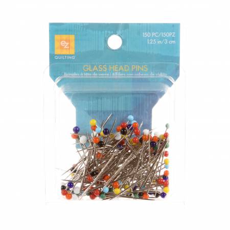 Glass Head Pin Assorted Color Heads Size 20 1-1/4in 150ct -- EZ Quilting