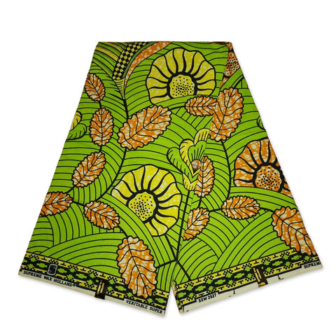 Super wax - African Super Wax print fabric - Green leaves
