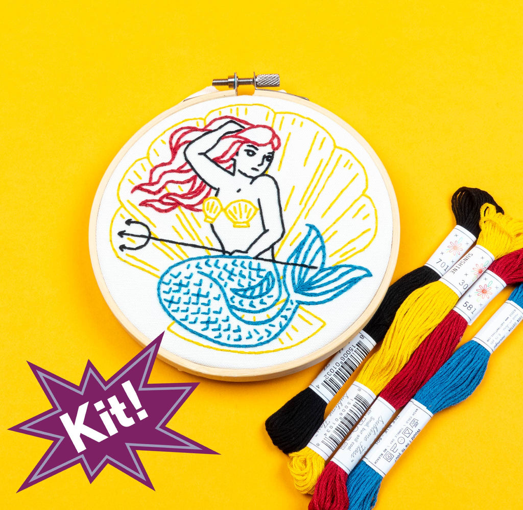 Mermaid  5" Embroidery Kit -- PopLush Embroidery