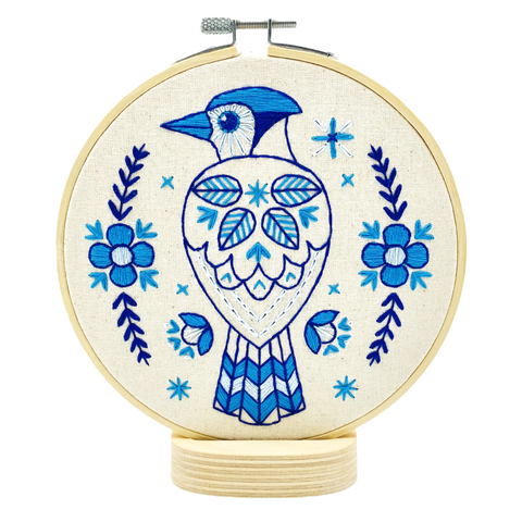 NEW! Folk Blue Jay Complete Embroidery Kit