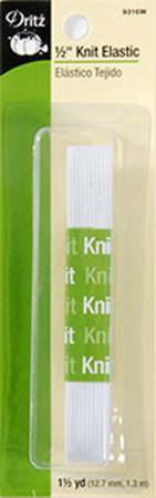 White Knit Elastic 1/2in x 1-1/2yds -- Dritz