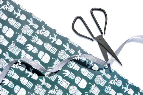 Teal Succulents Wrapping Paper Sheet