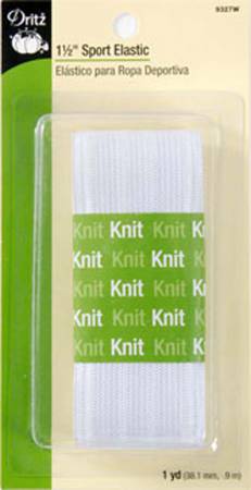 White Sport Elastic 1-1/2in x 1yd-- Dritz