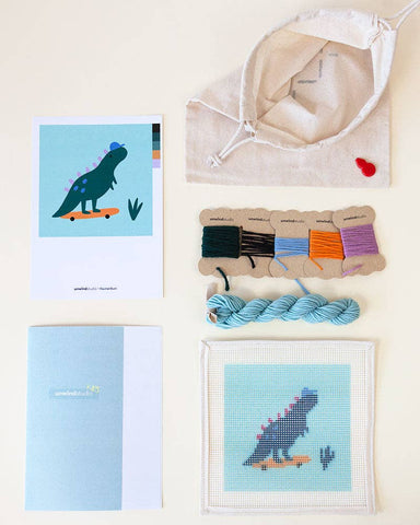 Dino The Skater - Needlepoint Kit for Kids