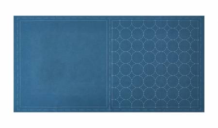 Cosmo Sashiko Cotton & Linen Precut Fabric - Circle - Blue -- Lecien